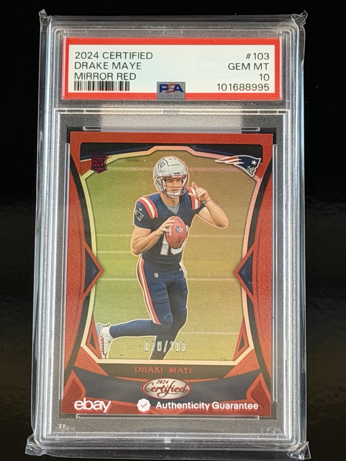 Drake Maye Panini Certified #103 Mirror Red