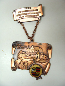 German Volkswandertag hiking medal 1976 Unterturkheim Germany Burg Wurttemberg