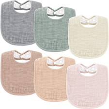 6 Pack Soft Adjustable Cotton Muslin Baby Bandana Drool Drooling Bibs Unisex
