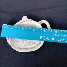 Precious Moments Tea Bag Holder Tidy Dish 1991 Teapot Shaped Porcelain Enesco