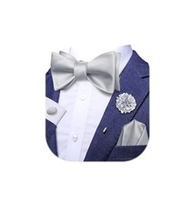 Self Tie Bow Ties and Lapel Pin for Men Paisley Solid Mens Bowtie Sliver Mix