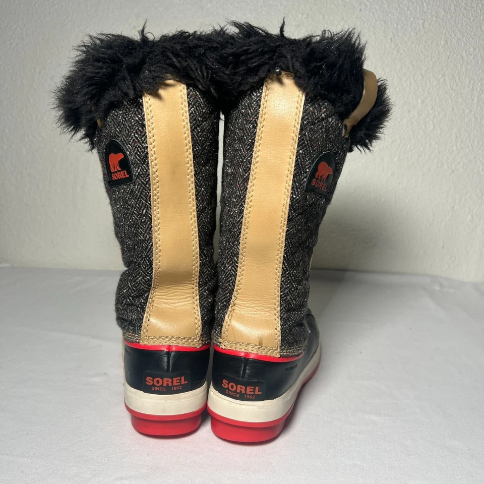 Bota de invierno Sorel Tofino espiga negra tostada roja piel sintética para mujer 6,5 Foto 3 de 4