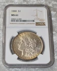 1880 P MORGAN 90% SILVER $1 DOLLAR NGC CERTIFIED MS 61 MS61 PHILADELPHIA US MINT