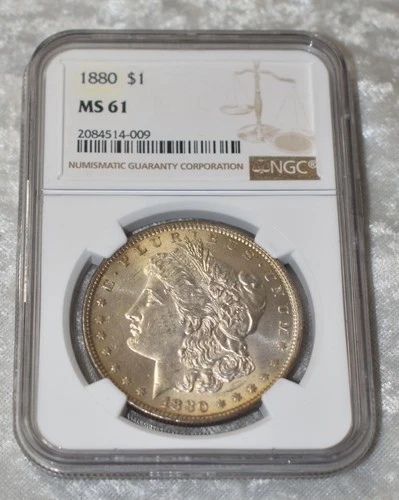 1880 P MORGAN 90% SILVER $1 DOLLAR NGC CERTIFIED MS 61 MS61 PHILADELPHIA US MINT