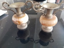 2 Petite Decoration En Marbre Véritable Et Cuivre Ancienne Avec 2 Anses Bon Etat