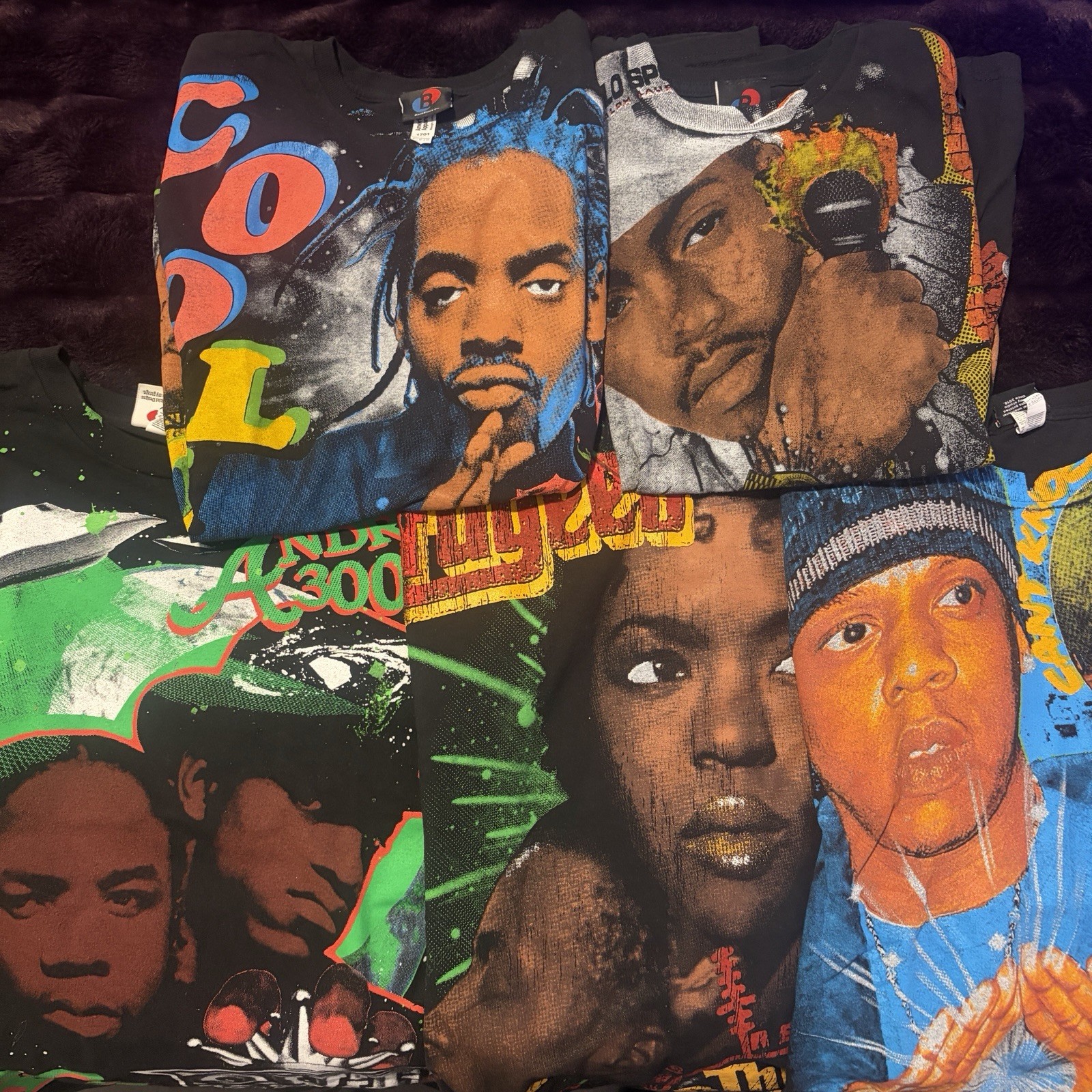 VTG Rap Tee Lot Bundle (5) Band Music Outkast Wu Tang Jay Z Nas Backstock Co AOP