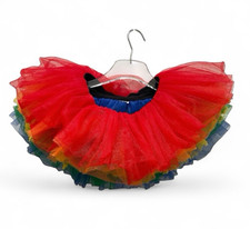 Rainbow Tutu Skirt Kids One Size Girls Tulle Layered Dance Costume Party Holiday