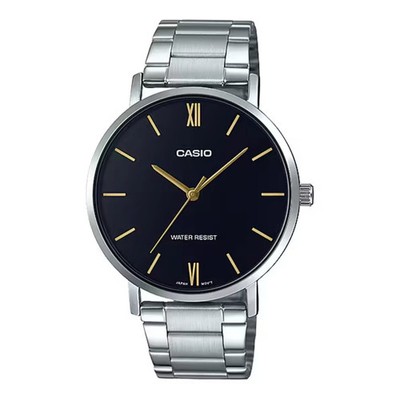 Casio MTP-VT01D-1B Men's Black Dial Stainless Steel Analog Dress Watch