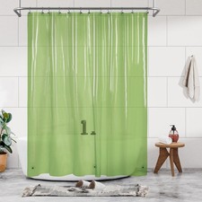 Green Shower Curtain Liner - Waterproof PEVA with Magnets Grommets