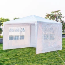 Outdoor Gazebo White Canopy with Sidewalls, Wedding Party Tent with UV Blocking 