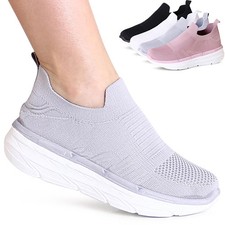 Sneaker Da Donna Plateau Leggeri Slipper Scarpe Sportive Slip On In Mesh