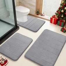 Memory Foam Bath Mat Set 3 Pieces- Super Soft Absorbent Quick Dry Bathroom Ru...