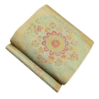 Japanischer Kimono Nagoya Obi Single Hakata Ori Matsuba Schatzblume reine Seide