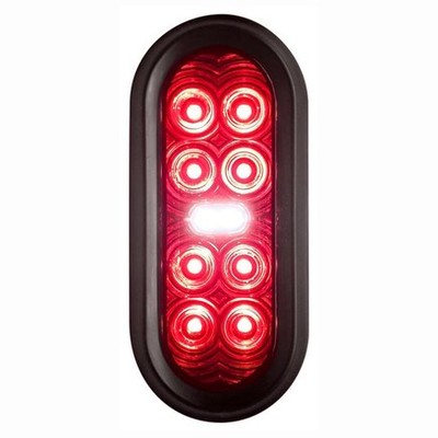 Tecniq T70RW0T1 Brake / Tail / Turn Signal Light 6'' Oval, Red Lens, Tri Pole Con