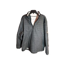 Orvis Mens Fleece Lined 1/4 Quarter Zip Pullover Sherpa Sweater Black Size XXL