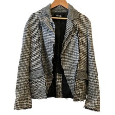 tricot COMME des GARCONS Cut-off Houndstooth Jacket M, White/Black Women USED