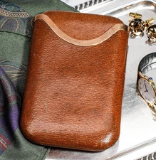 Superb Large Asprey & Co. Antique Art Deco Leather 9kt Gold Cigar Case Holder