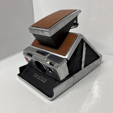 Polaroid SX-70 Land Camera Brown Leather Aluminum Finish Vintage
