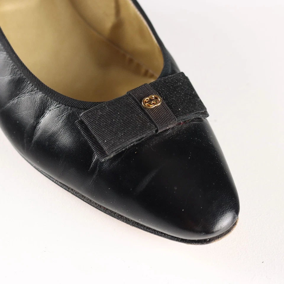 Chaussures à Talons Gucci Vintage Cuir N. 40 Années 1980 Originales - Photo 4/4