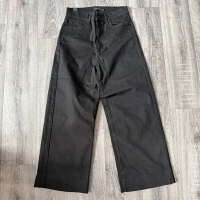 Seven7 Rafaella High Rise Flared Wide Leg Jeans Schwarz Größe 29 Cropped