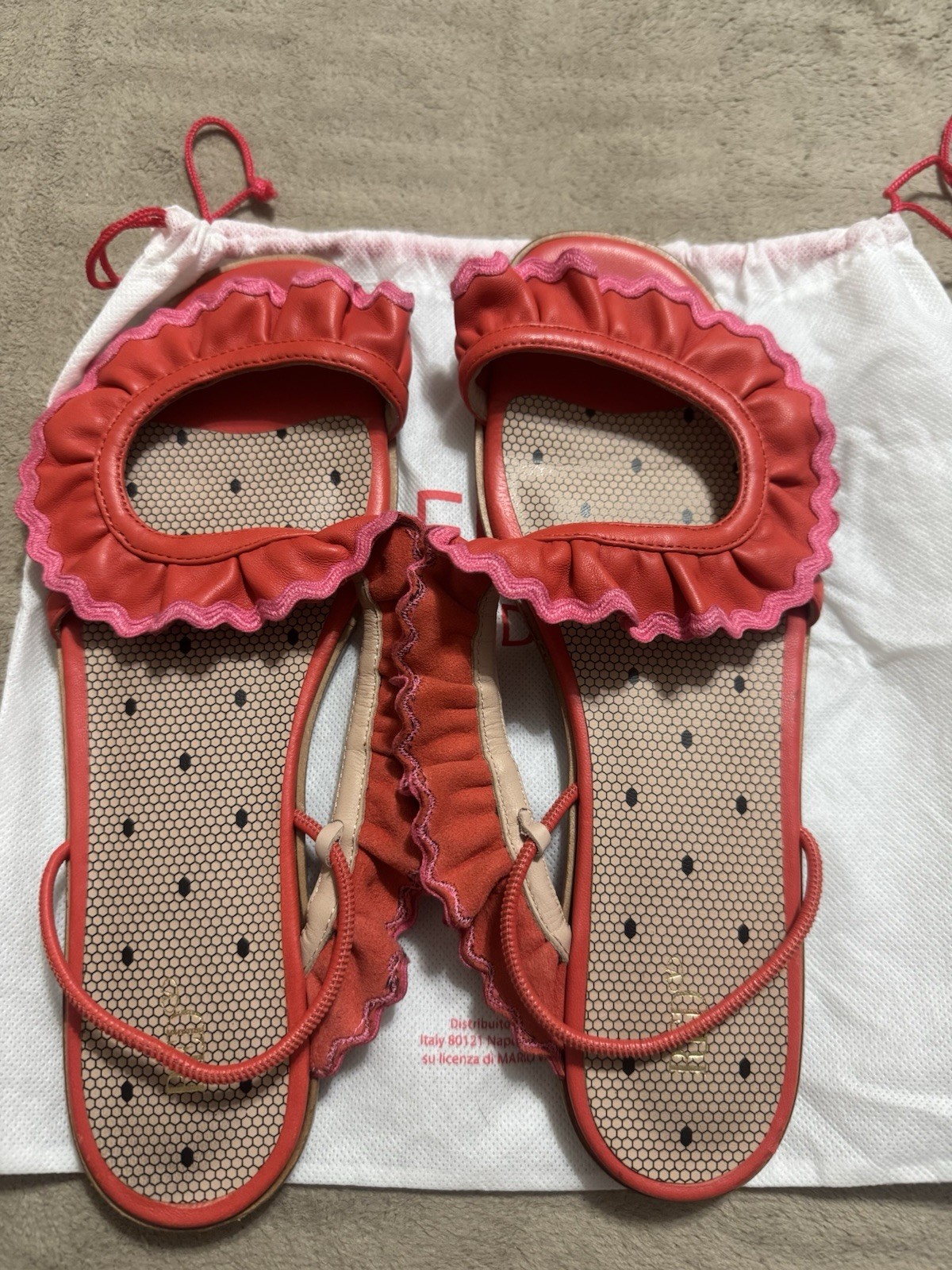 RED Valentino Ankle Strap Leather Sandal Flats Shoes in Red Sz 38 US 8 UK 5 thumbnail 10