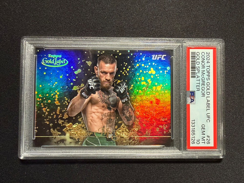 2024 TOPPS GOLD LABEL UFC #GSP-26 CONOR MCGREGOR GOLD SPLATTER PSA 10