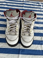 Nike Air Jordan 5 Retro White Red Black Sneakers Fire OG Beater 10.5
