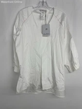 Max Mara Leisure Optical White 3/4 Hi Lo Pull Over Blouse Women's 16 NWT