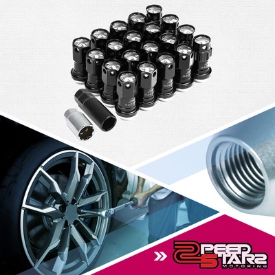 SPLINE M12X1.5 22MM OD ALUMINUM SILVER 45MM CLOSED-END RIM LUG+LOCK NUTS+KEYS