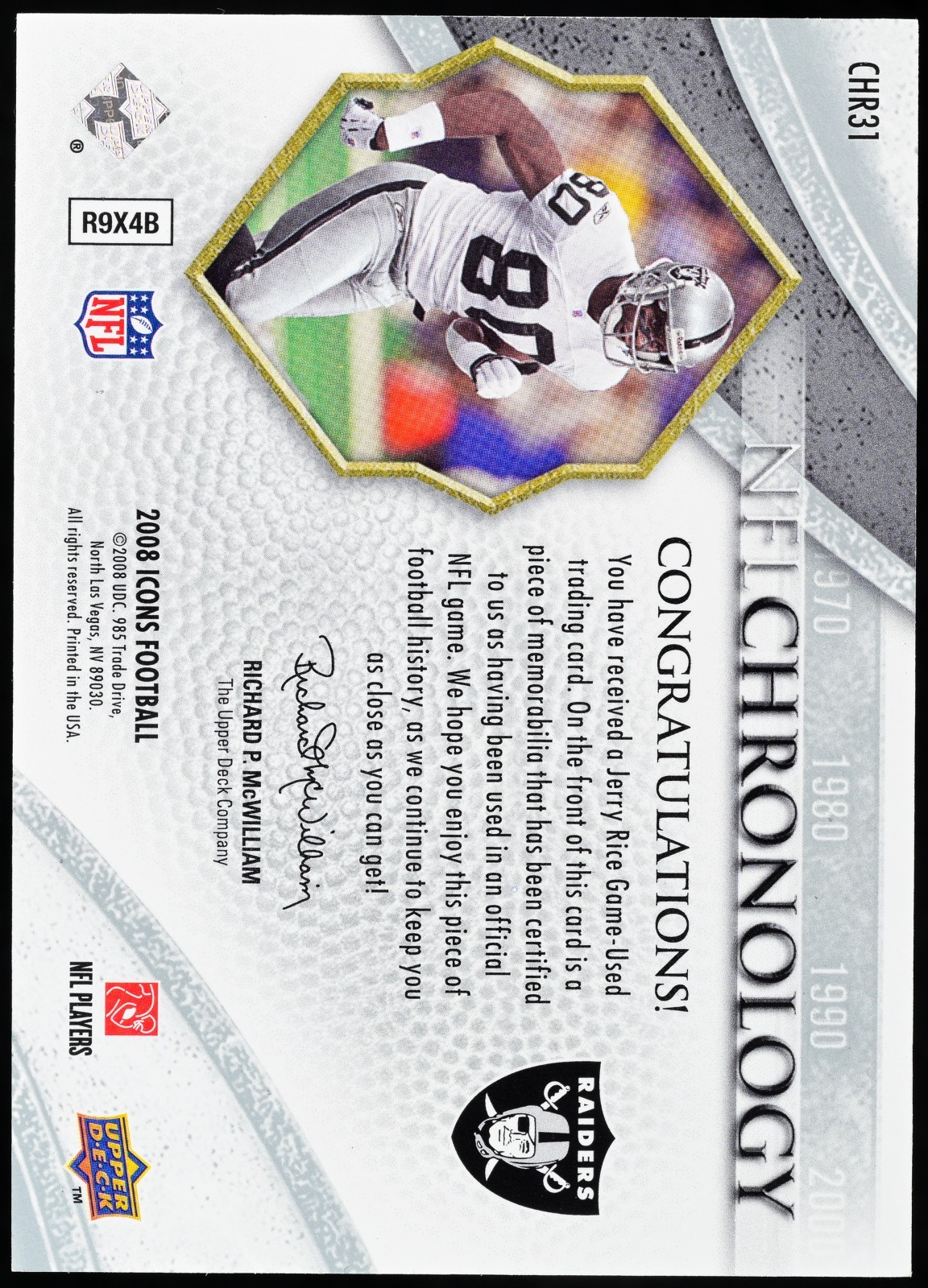 2008 Upper Deck Icons Chronology Jerry Rice Rainbow GAME USED Jersey /150 🔥 view 2