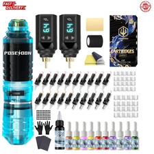 Tattoo Gun Kit POSEIDON Tattoo Kit Pen Kit with 2pcs 1500mAh Batteries Tattoo Ma