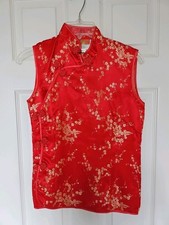 Vintage Oriental Chinese Red  Gold Blouse