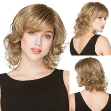Women's Wig Short Curly Wig Ladies Hair Fluffy Wig Black Blonde Wig+Wig Cap