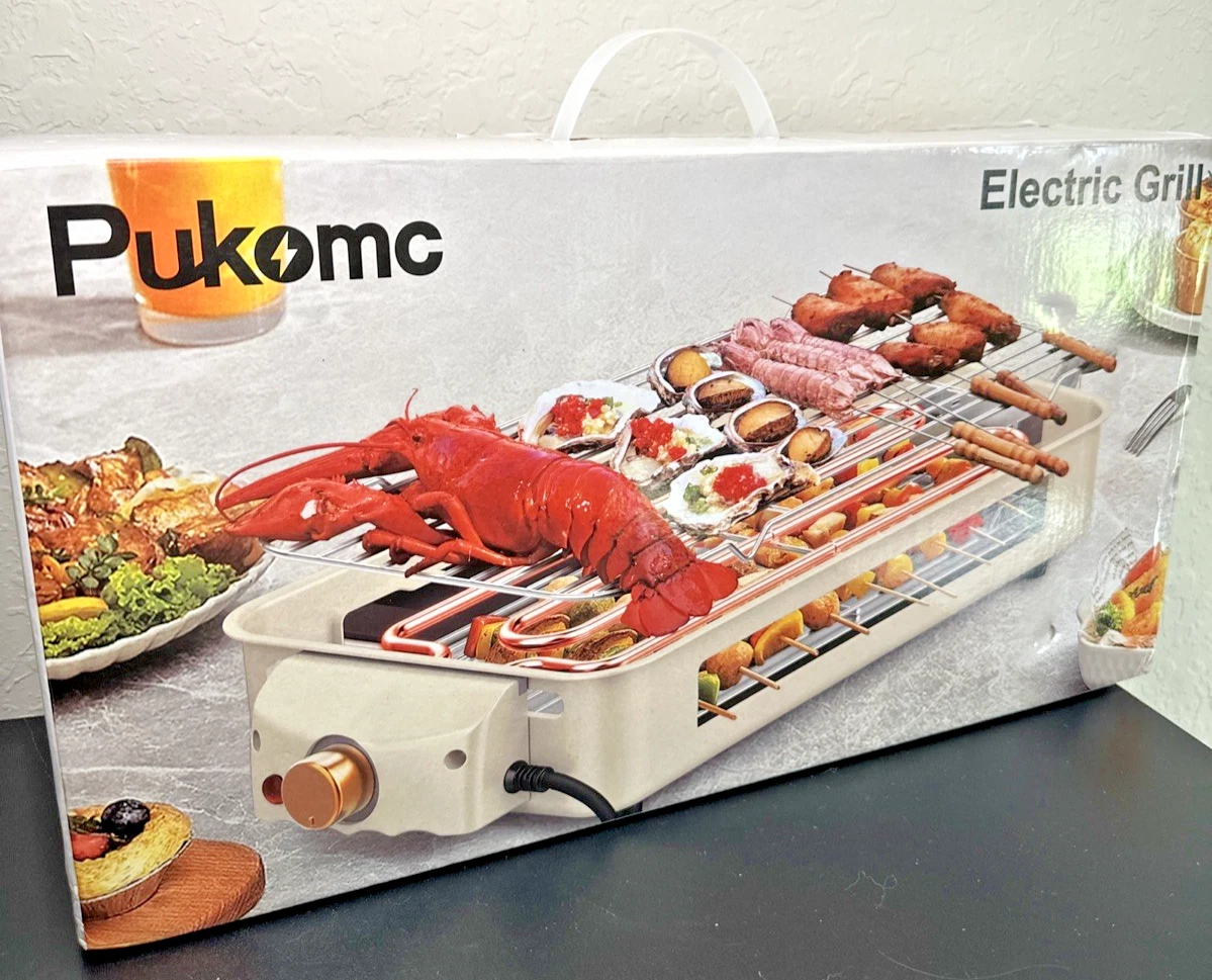 Pukomc Electric Indoor Grill 2 in 1 Indoor Grill Non-stick 1500W Dishwasher Safe