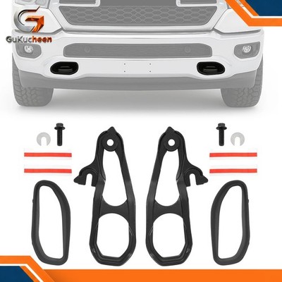 Front Tow Hook Left Right w/ Bumper Bezels Black For Ram 1500 DT 2019-2024