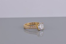 PAJ Gold Sterling Silver Cubic Zirconia Solitaire Eternity Band Ring 925 Sz: 7