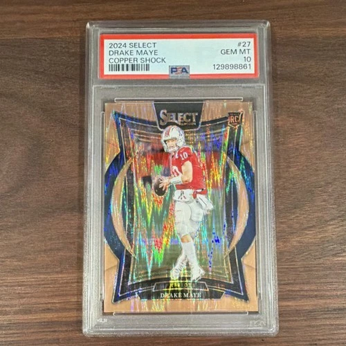 Panini Select Drake Maye Rookie #27 Copper Shock Prizm /299 PSA 10 Patriots