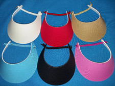 Black White Navy Pool Beach Women Sun Visor Hats, No Pinch Foam, Elastic Backing