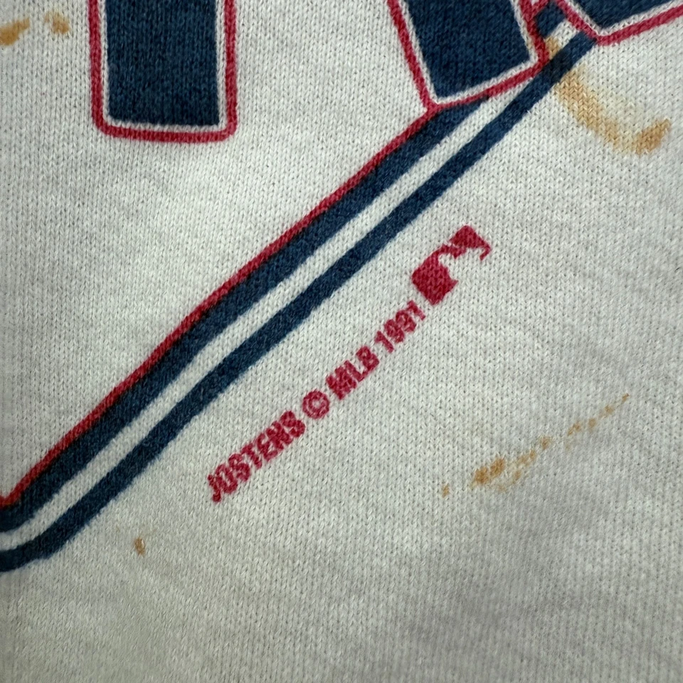 Винтажная мужская толстовка Atlanta Braves L белая MLB бейсбол вырез лодочкой флис 90-е - Изображение 3 из 4