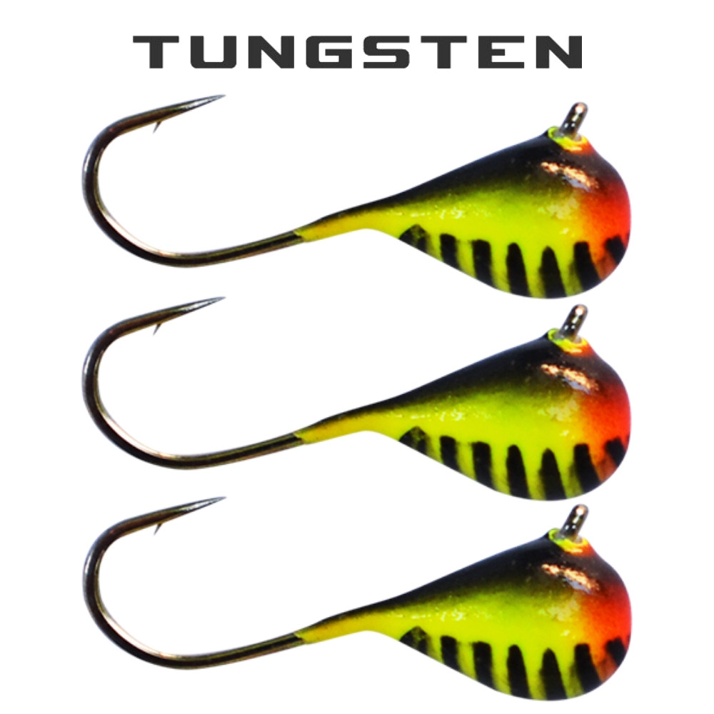 3 Jig Al Tungsteno Per Pesca Sul Ghiaccio - Arancio/Verde Fluorescente (Kenders Outdoors) - Foto 3