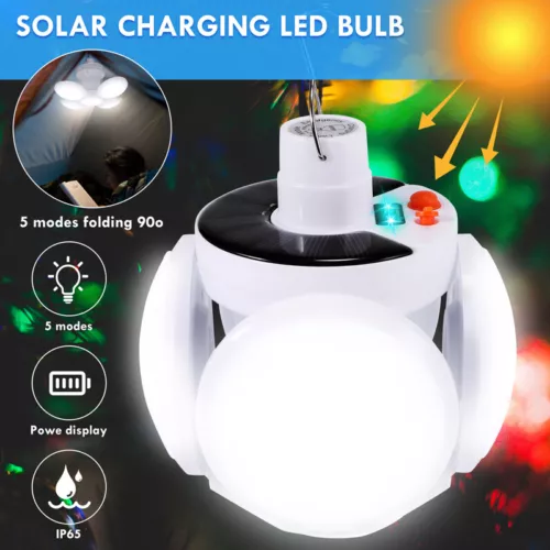 USB Rechargeable LED Outdoor Camping Lamp Portable Solar Power Tent Light Bulb - Picture 1 of 27