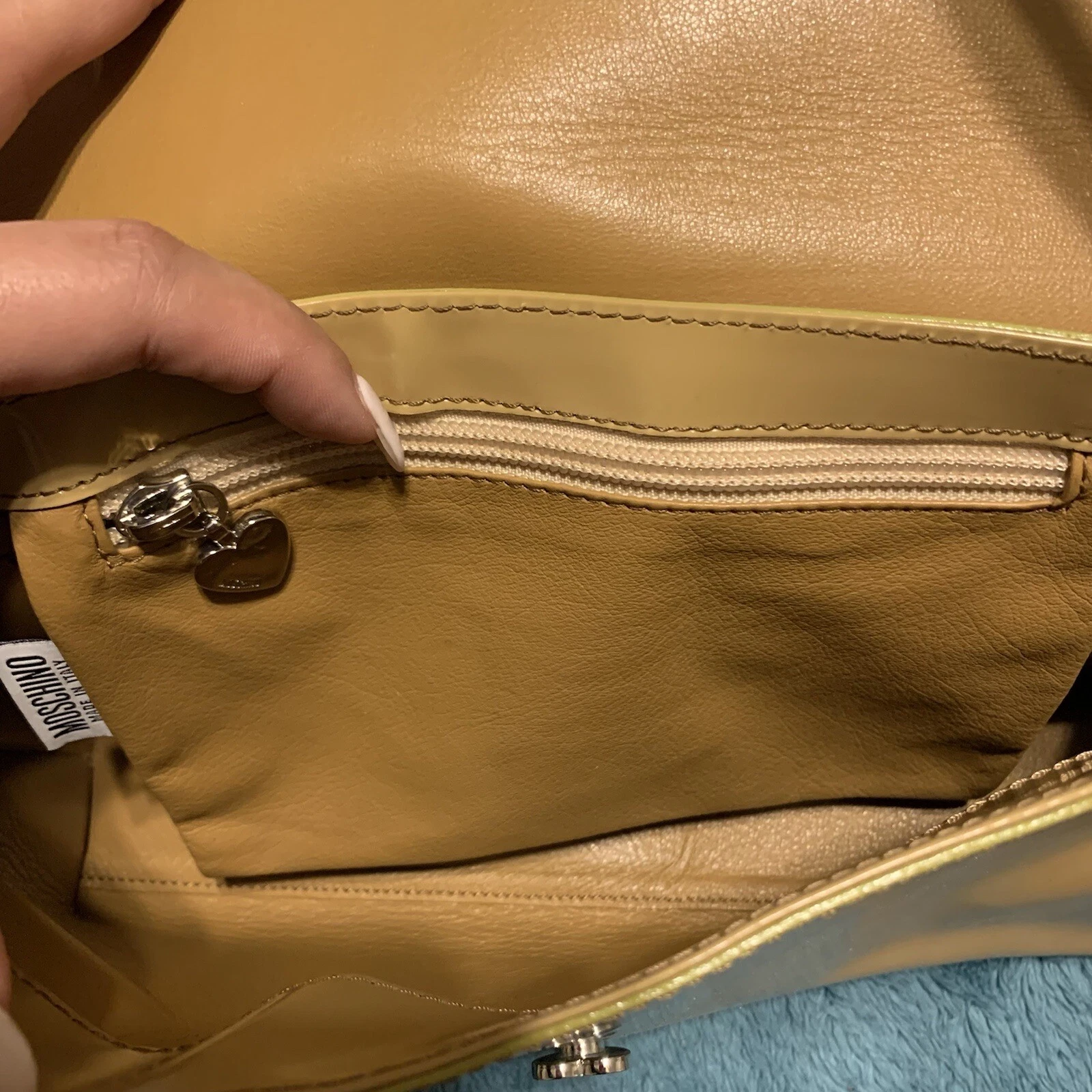 Borsa a mano vintage Moschino cuore beige pelle marrone dovrebbe made in Italy