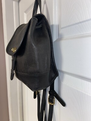 Vintage Coach Black Leather Backpack Brass Gold Hardware  display picture 3