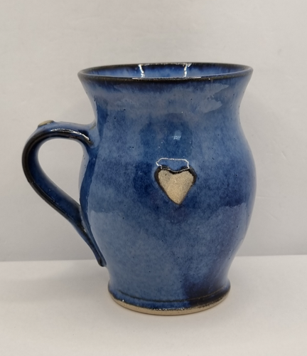 James Gauge Studio Keramik Becher 1980er blaue Glasur Herz Design handgefertigt selten sehr guter Zustand