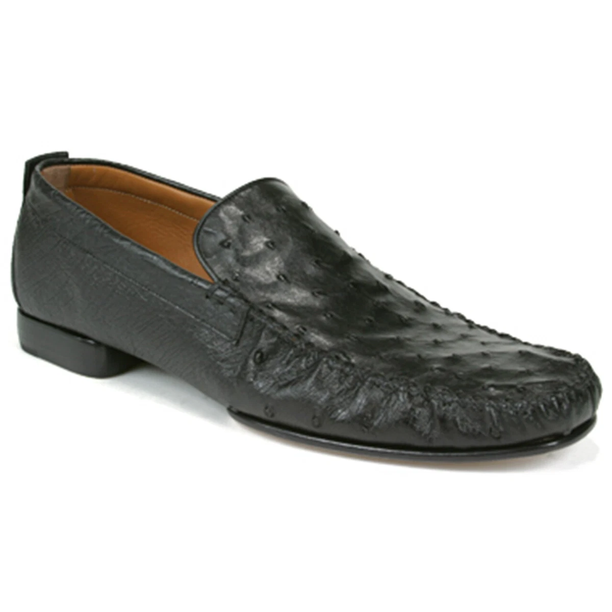 Mezlan Rollini Black Slip Ons Genuine Ostrich Skin 10.5 M eBay