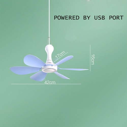 Dormitory Tent With Remote Ceiling Canopy Fan Usb Powered Hanging Fan 6 Leaves - Picture 2 of 11