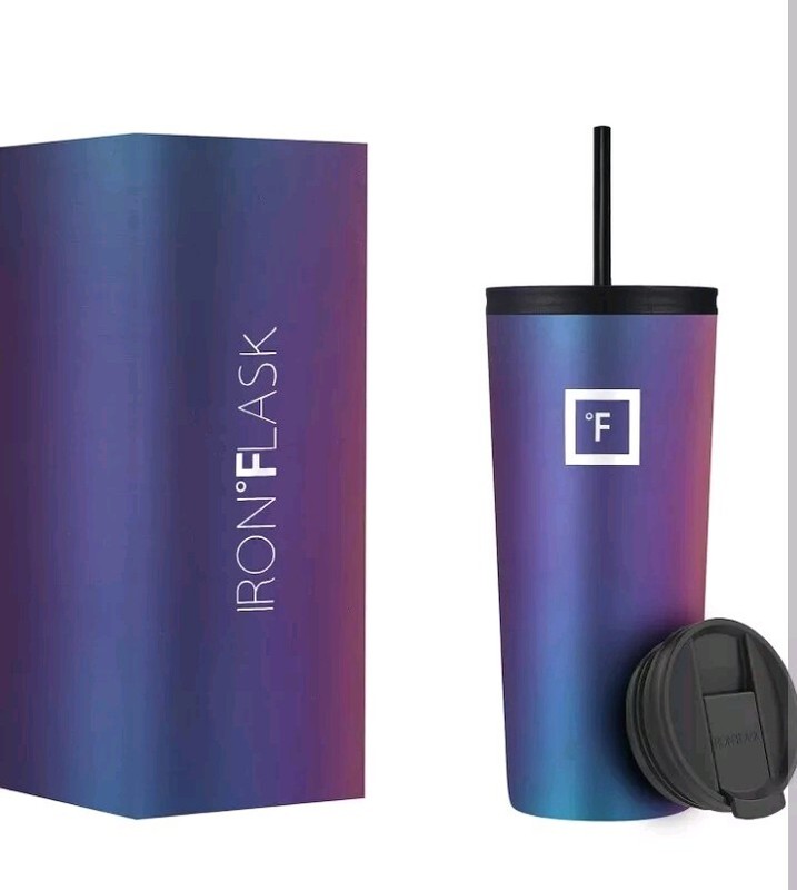 IRON °FLASK Classic Tumbler Aurora 24 Oz, 2 Lids (Straw/Flip), Vacuum Insulated