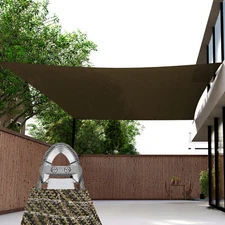 30-48 Ft Shade Sail w/ Steel Wire Rectangle Sun Canopy Pool Shelter Cover Brown