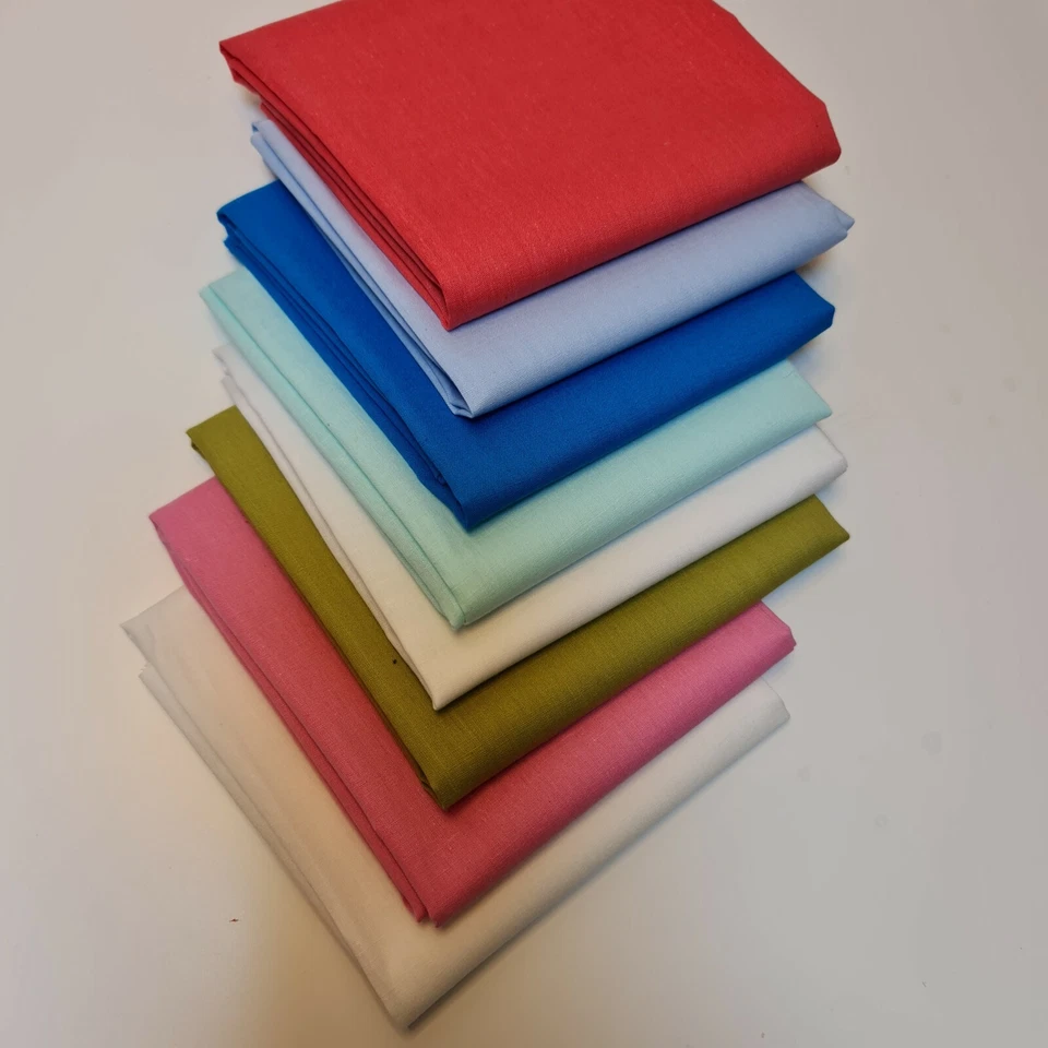 100% Cotton Fabric Plain 8PCS 50x50cm Fat Quarters Quilting Craft Material - Image 2 of 4