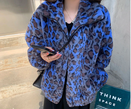 fluffy leopard print coat